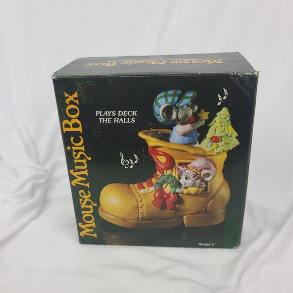 Jasco Mouse Music Box Plays Deck the Halls Hand Painted Tested WORKS - Picture 13 of 16